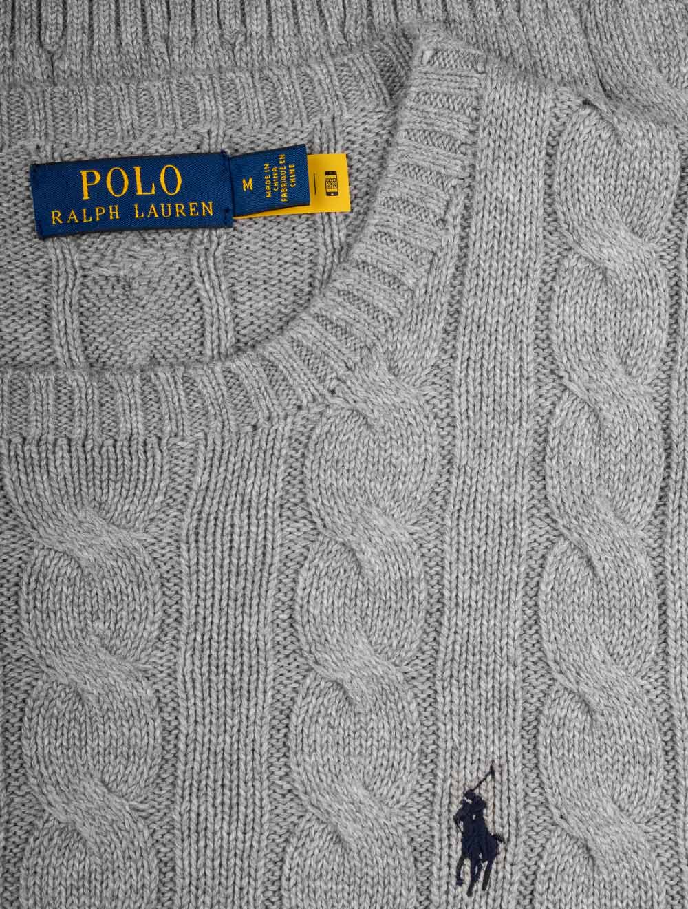 Cable Crew Neck Pullover Grey - Image 4
