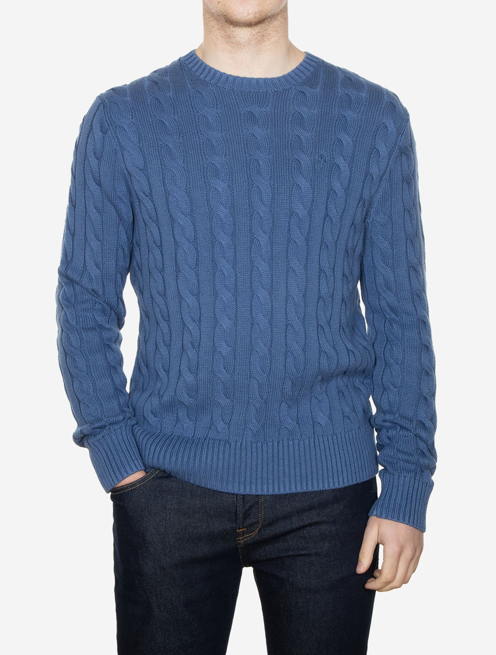 Cable-Knit Cotton Jumper Blue - Image 2