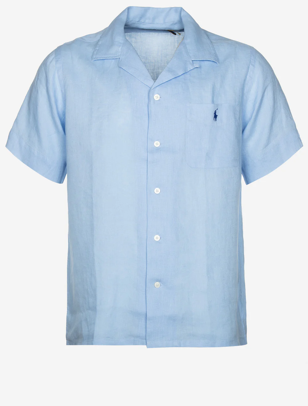 Classic Fit Linen Camp Shirt Blue