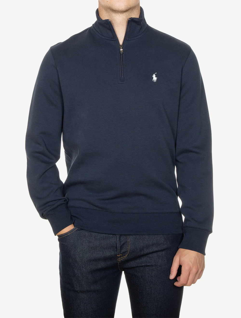 Double-Knit Quarter-Zip Pullover Navy - Image 2