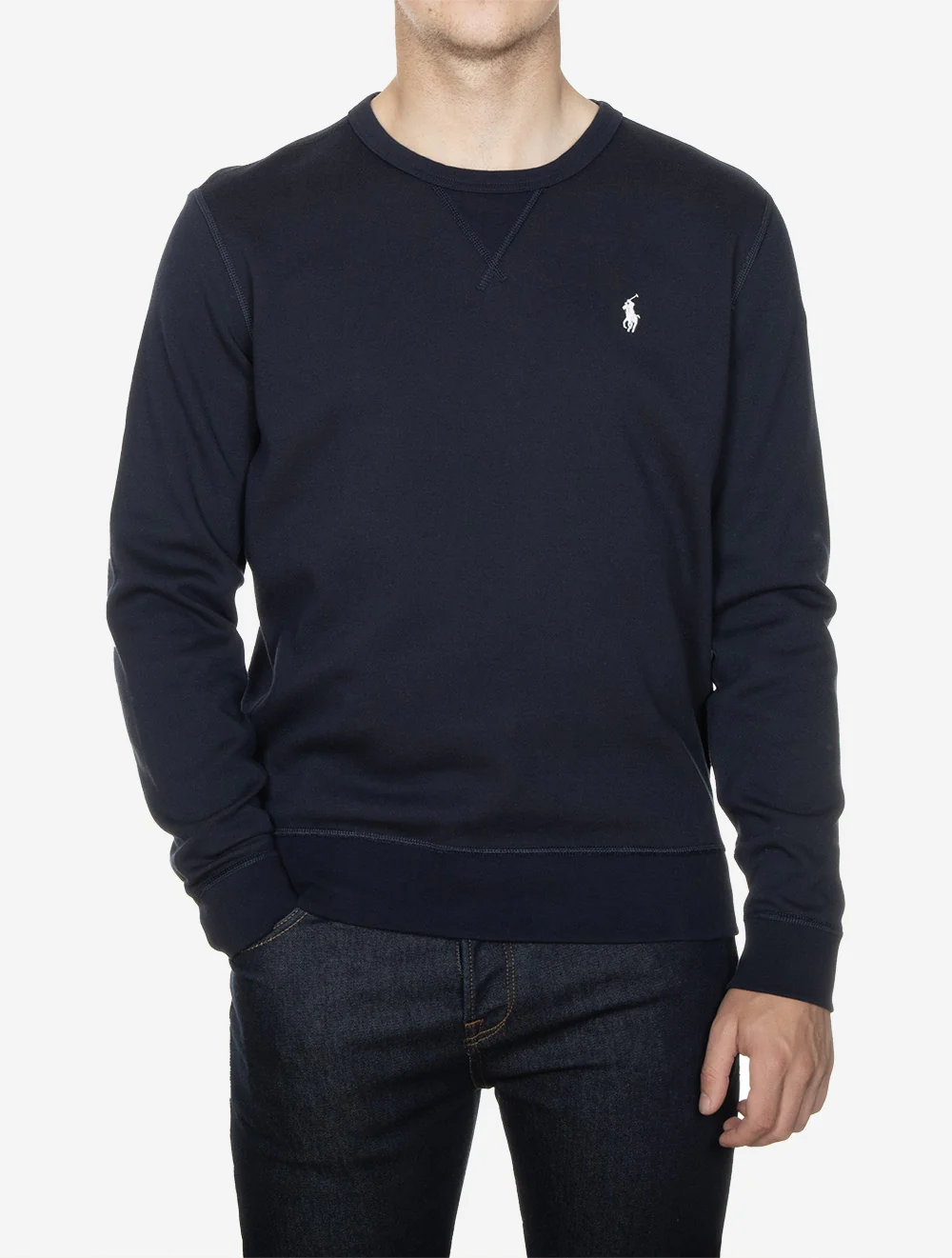 Double-Knit Crewneck Pullover Navy - Image 2