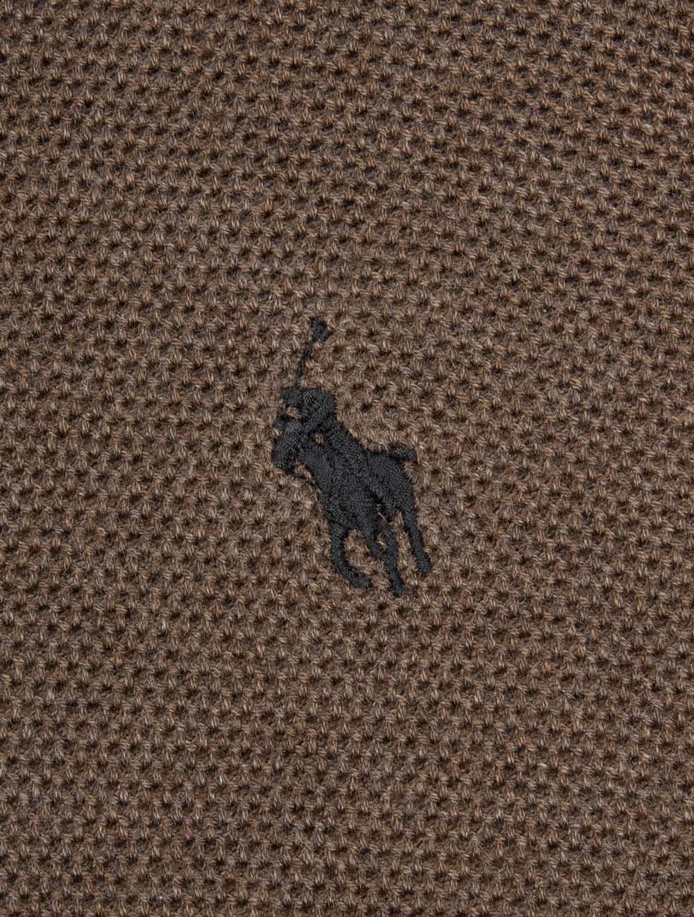 Half Zip Pique Pullover Brown - Image 5
