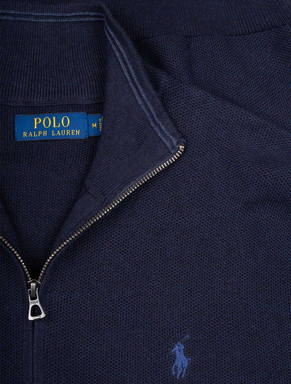 Half Zip Piqué Pullover Navy - Image 4