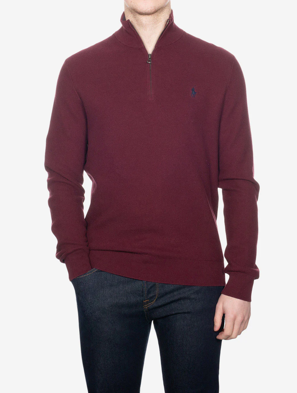 Half Zip Pique Pullover Wine - Image 2