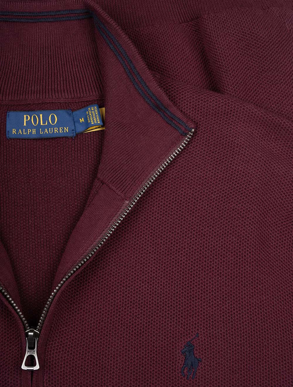 Half Zip Pique Pullover Wine - Image 4