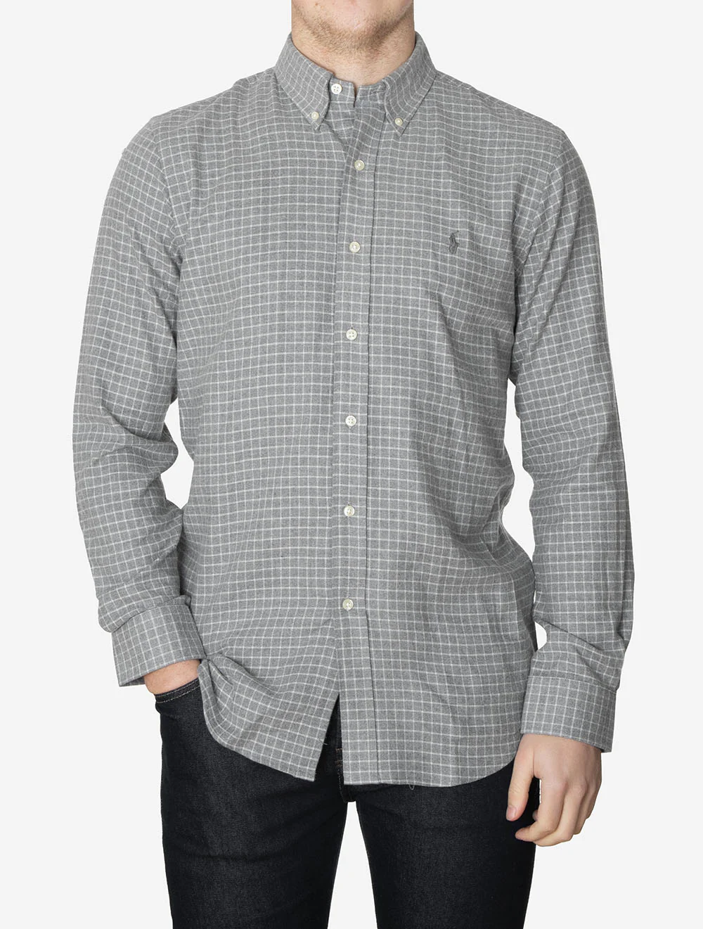 Plaid Performance Twill Shirt Grey Heather - Image 2