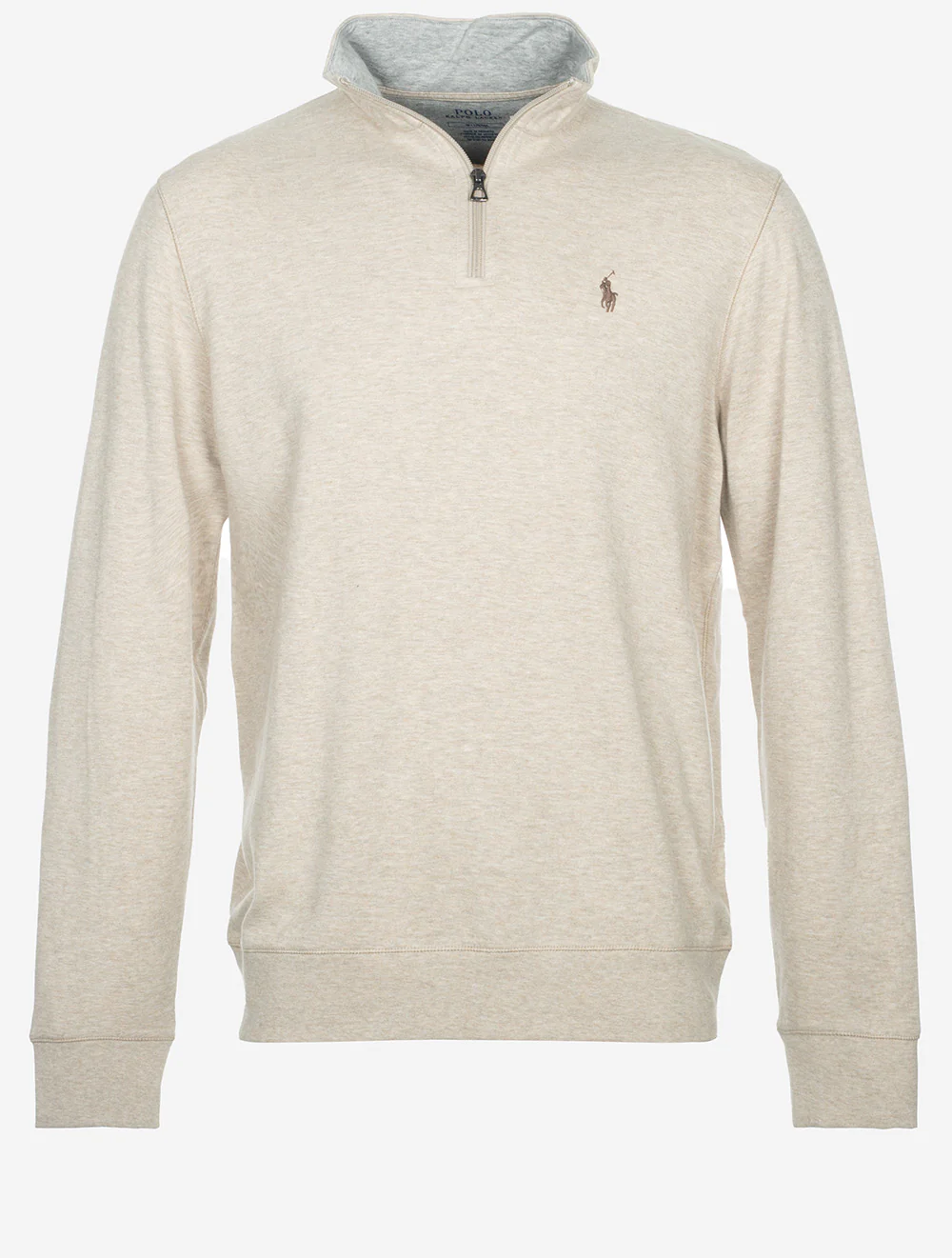 Quarter Zip Jersey Pullover Beige