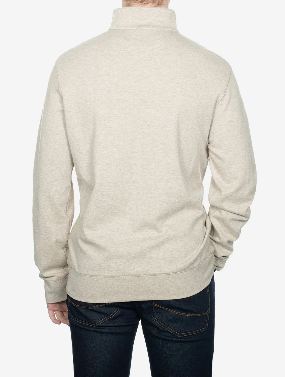 Quarter Zip Jersey Pullover Beige - Image 3