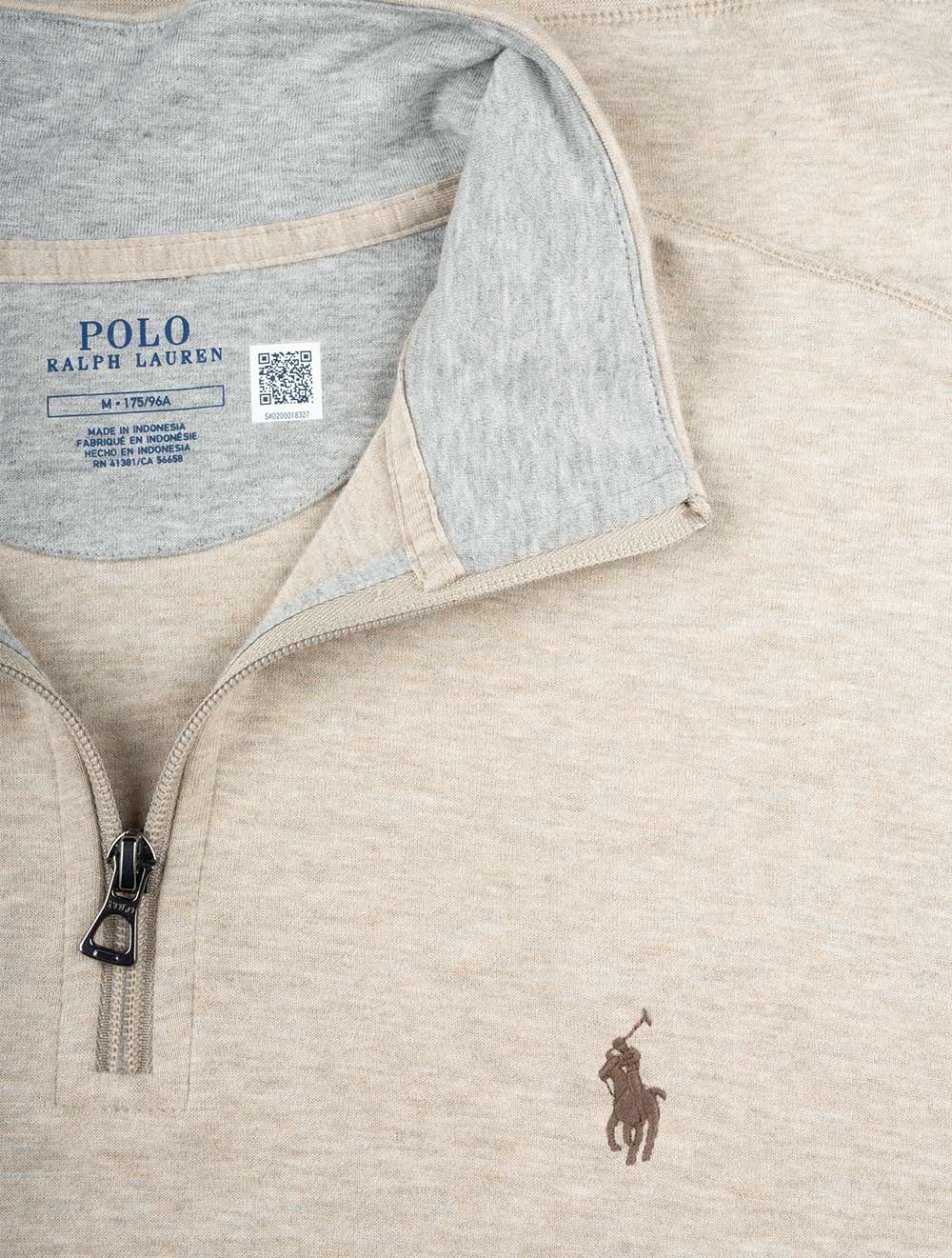 Quarter Zip Jersey Pullover Beige - Image 4