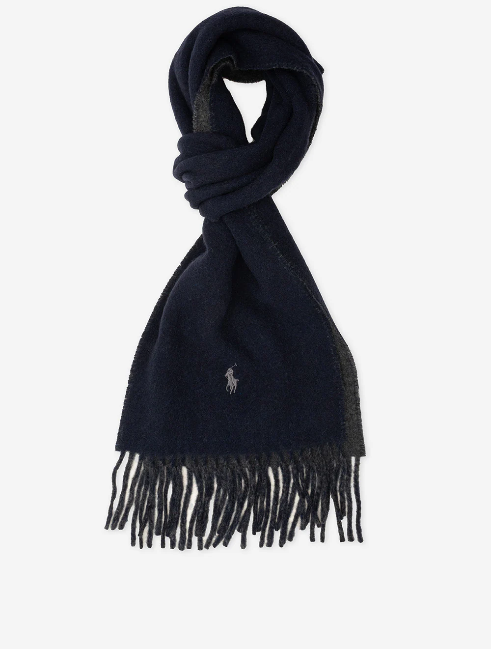 Reversible Wool Blend Scarf Navy/Charcoal