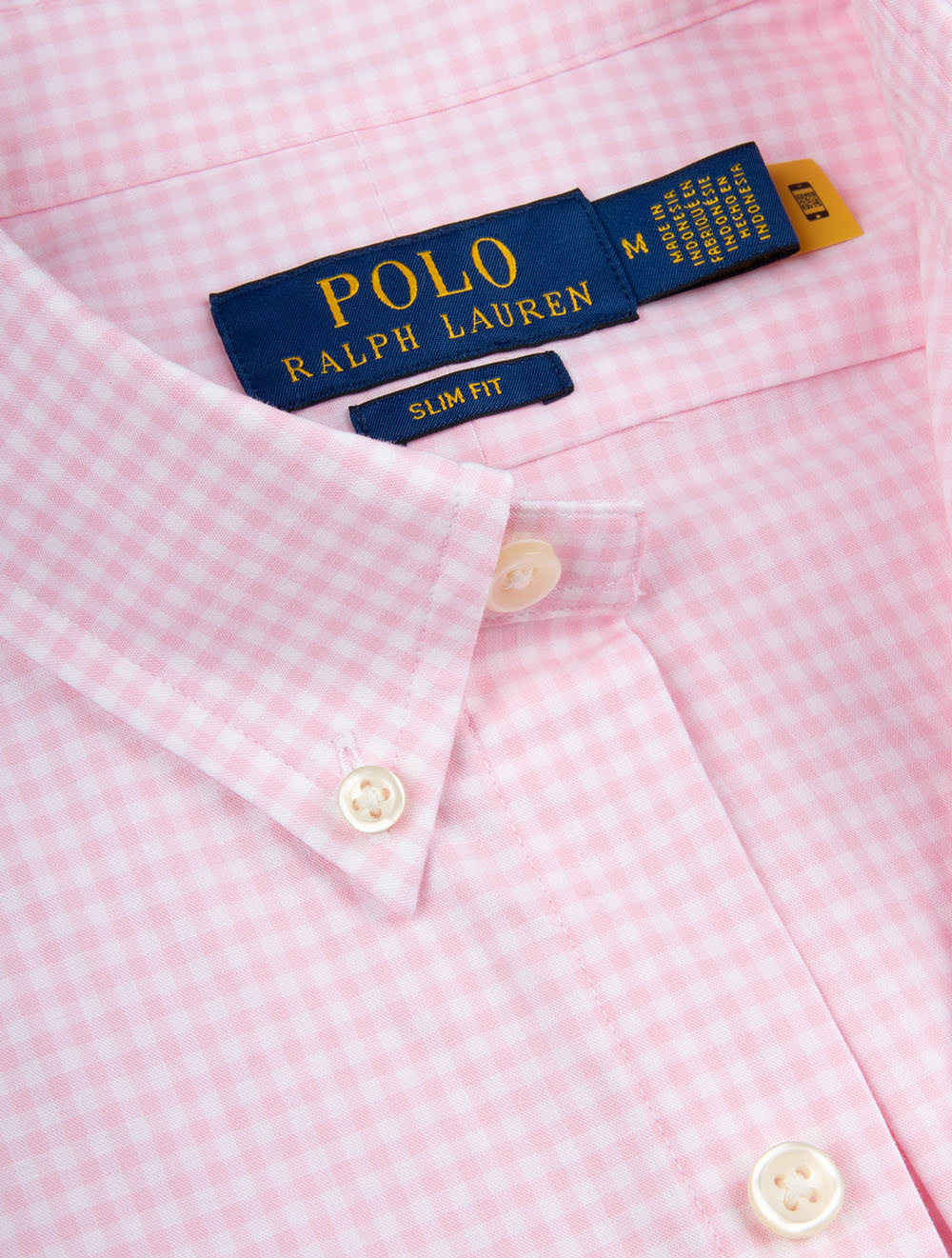 Gingham Cotton Poplin Slim Fit Shirt Pink - Image 5