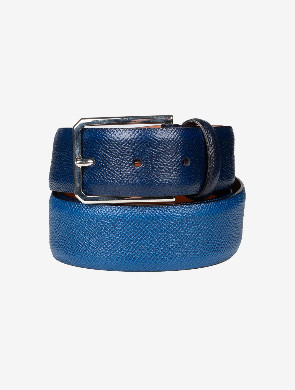 Tumbled Calf Leather Belt Blue
