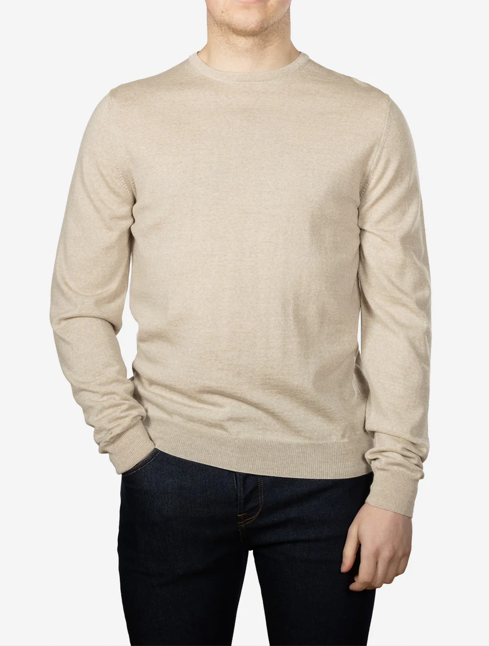 Crew Neck Merino Wool Knitwear Beige - Image 2