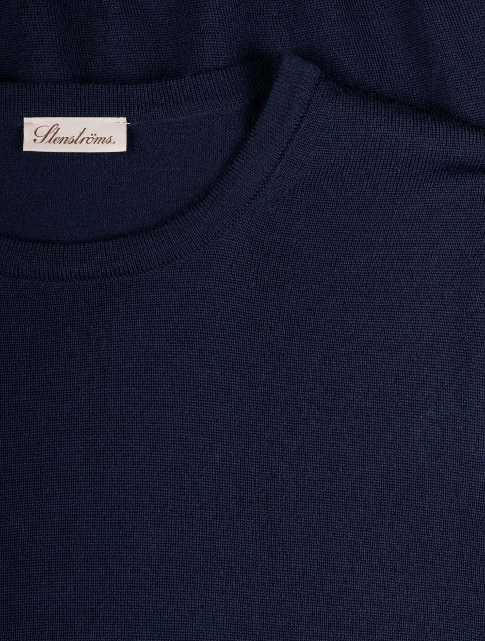 Crew Neck Merino Wool Knitwear Navy - Image 4