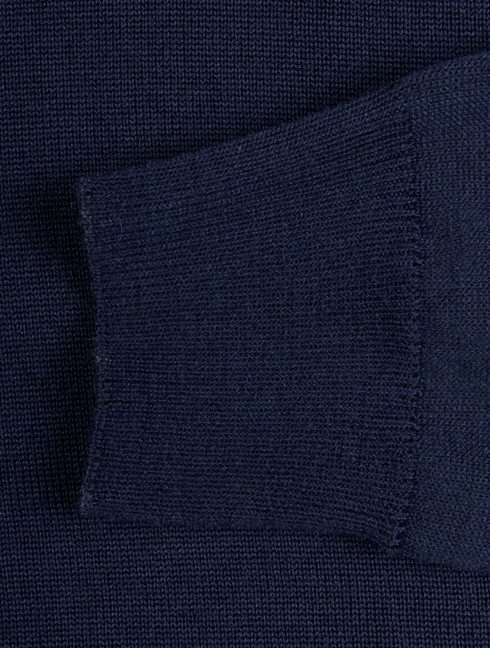Crew Neck Merino Wool Knitwear Navy - Image 5