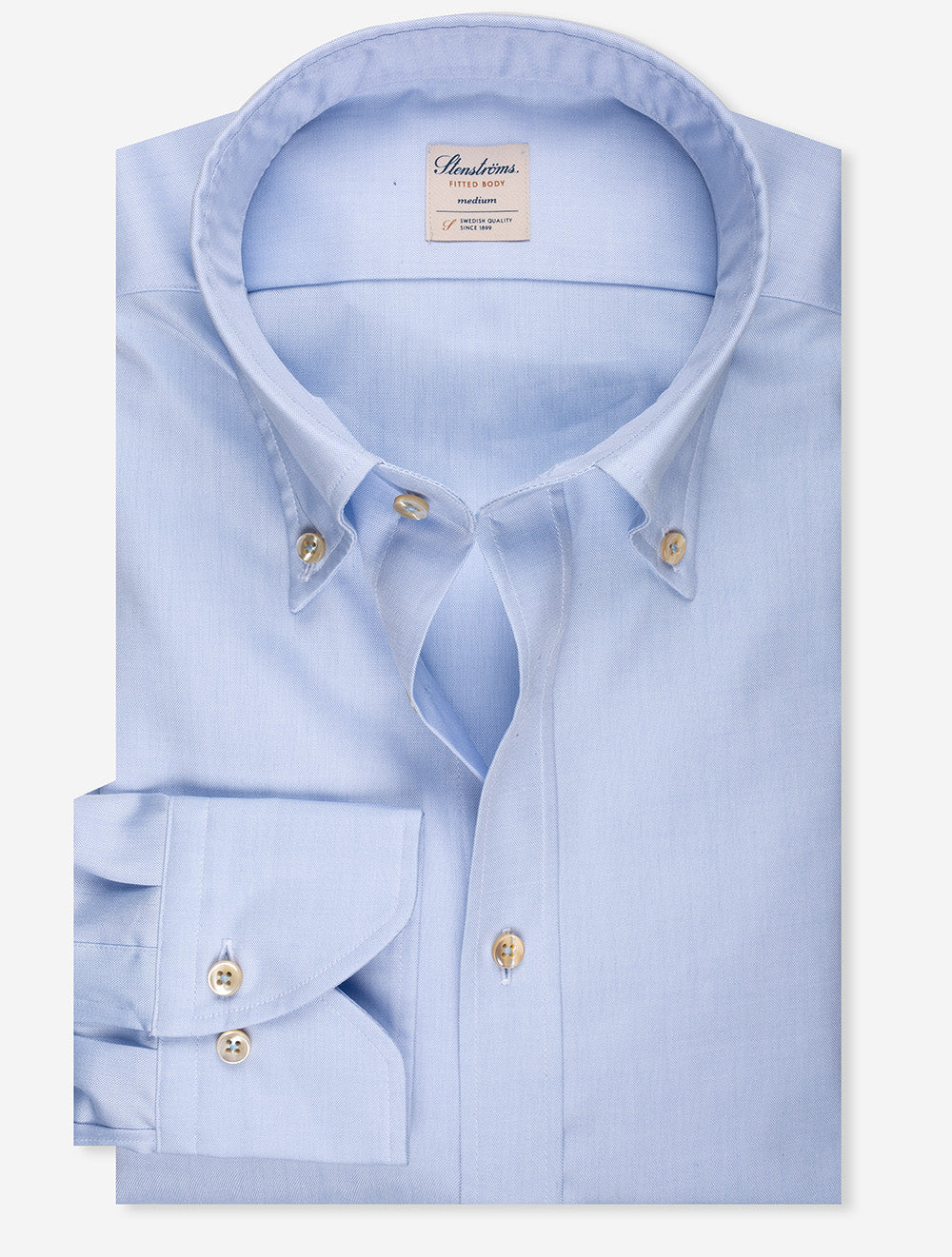 Button Down Plain Fitted Body Shirt Blue