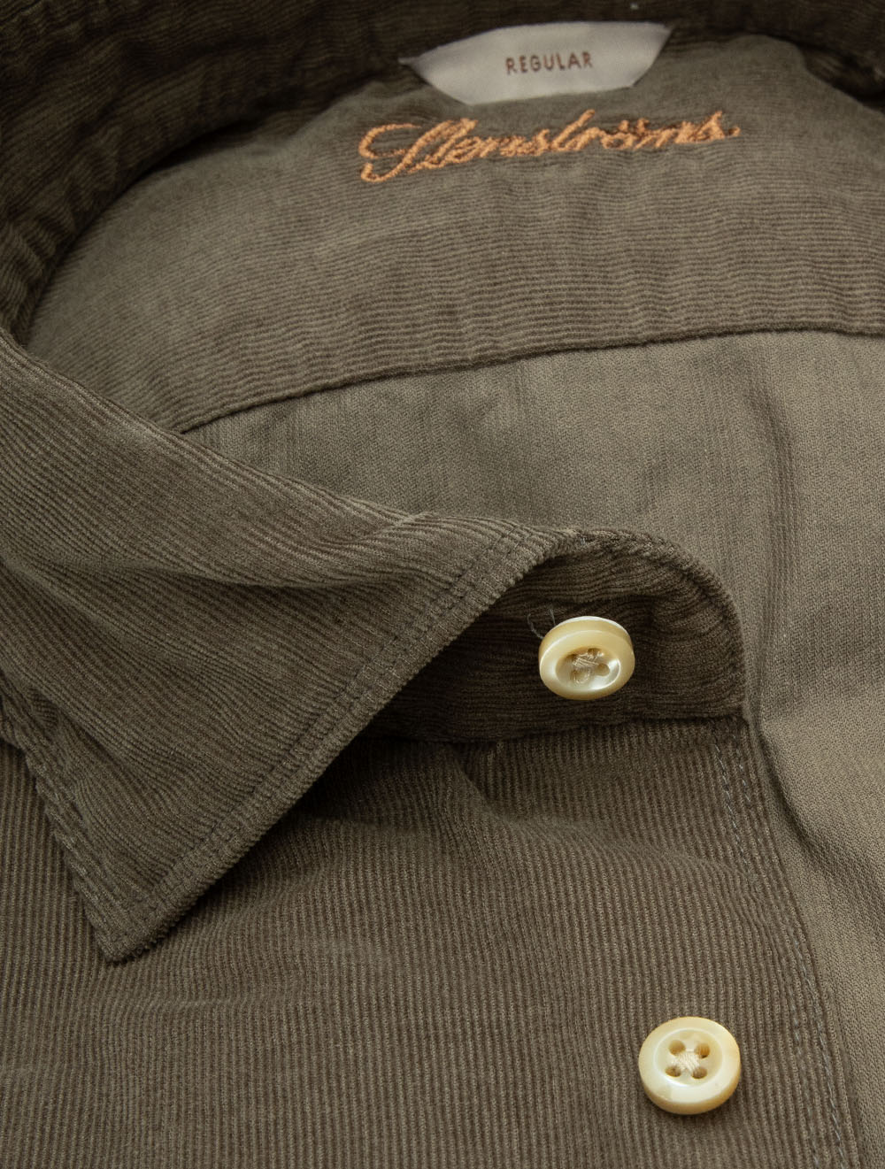 Regular Fine Cord Shirt Green - Image 3