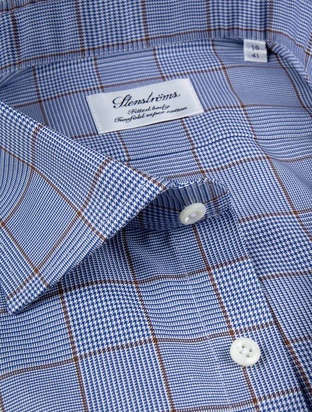 Fitted Box-Checked Twill Shirt Navy - Image 3