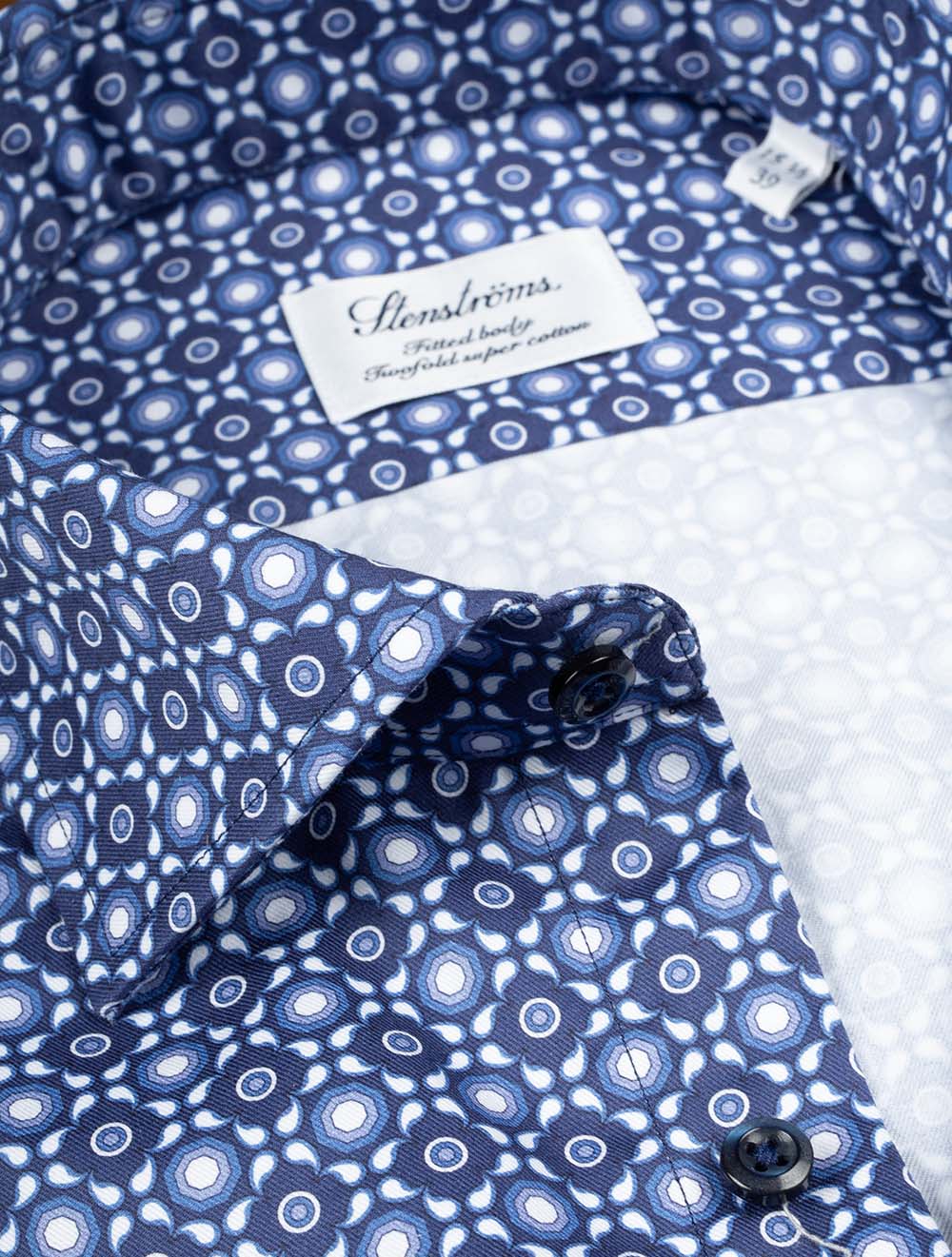 Pattern Fitted Shirt Dark Blue - Image 3