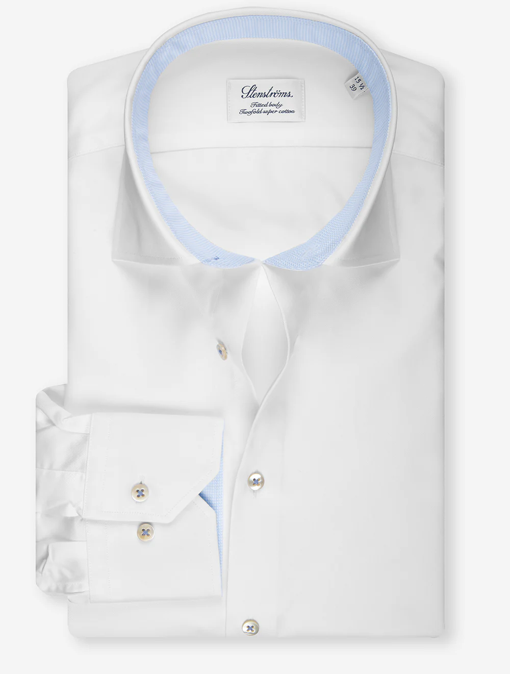 Fitted Plain Twill Shirt with Contrast White