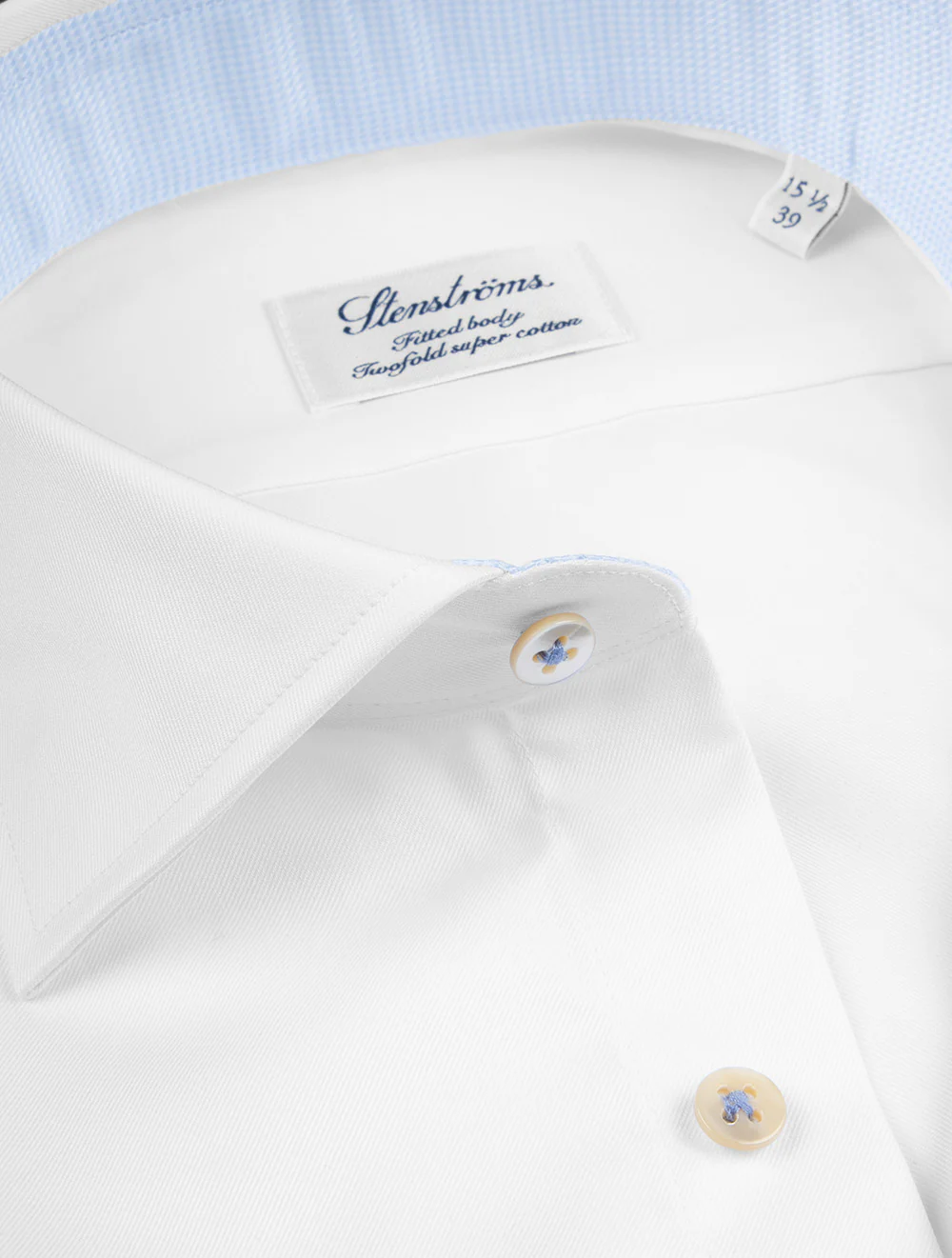 Fitted Plain Twill Shirt with Contrast White - Image 2