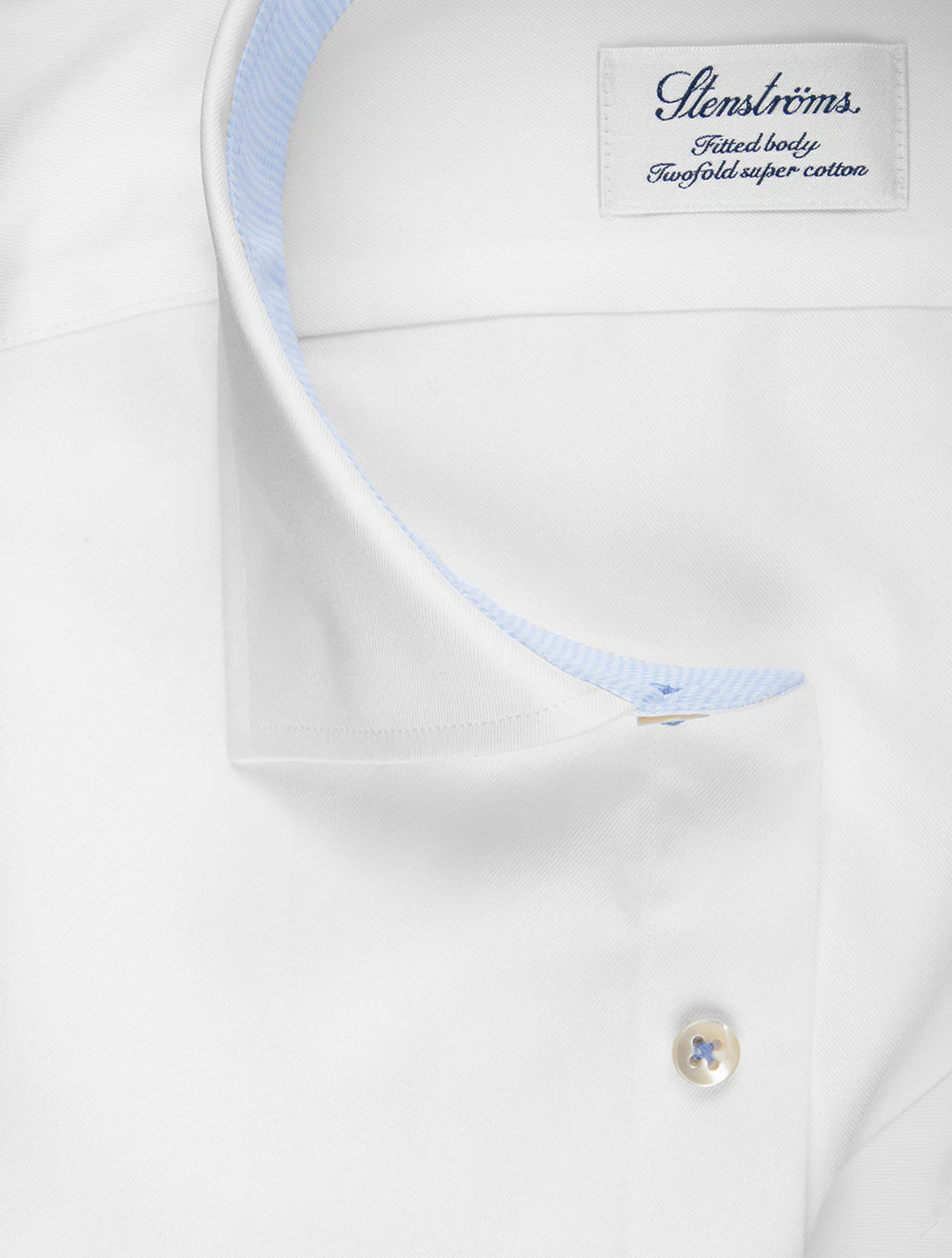 Fitted Plain Twill Shirt with Contrast White - Image 3