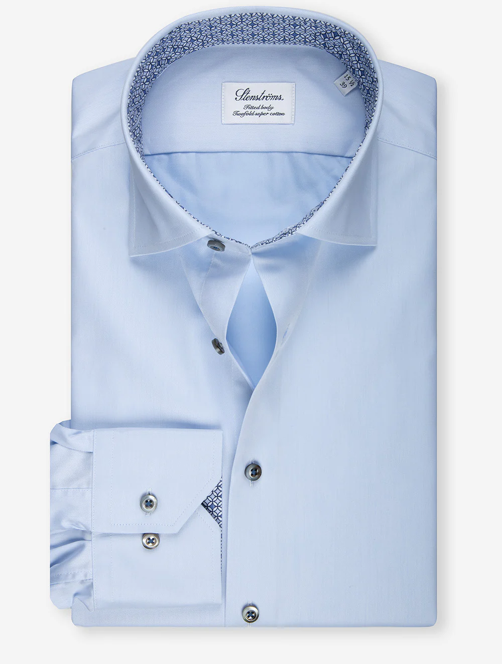 Fitted Plain with Tile Pattern Shirt Blue