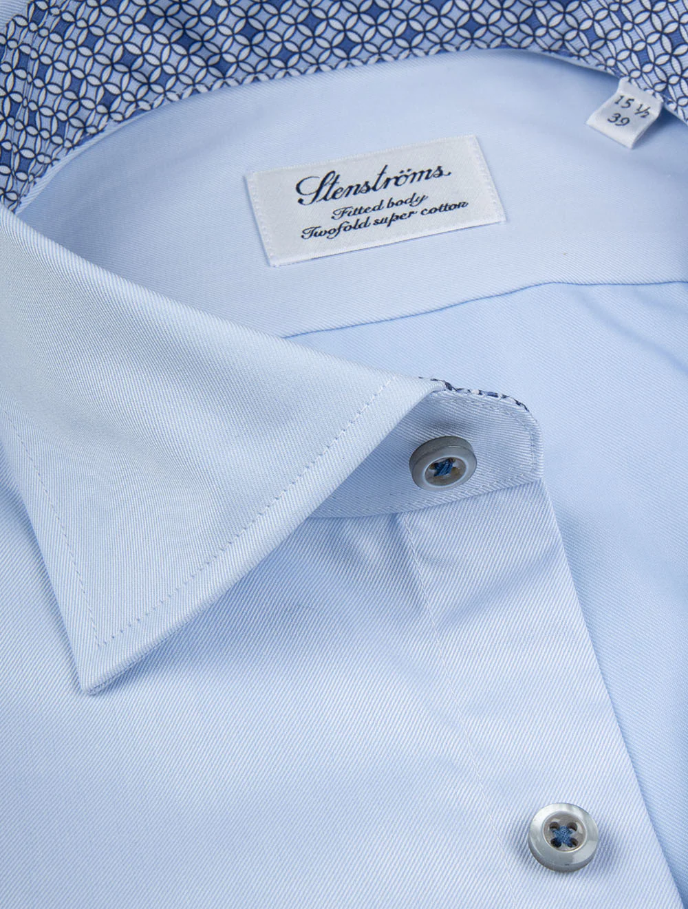 Fitted Plain with Tile Pattern Shirt Blue - Image 3