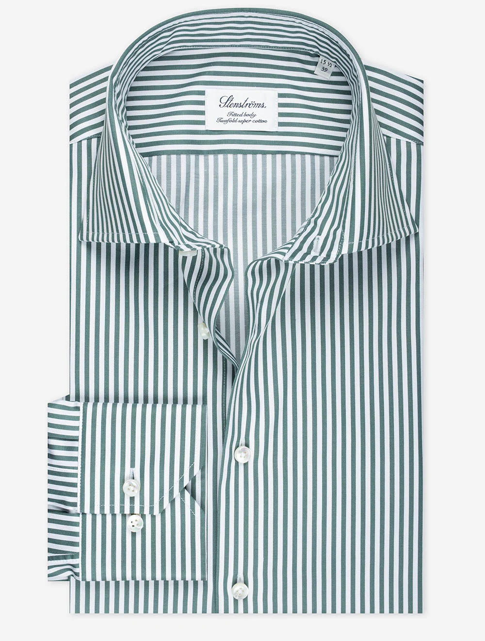 Fitted Stripe Cotton Shirt Green