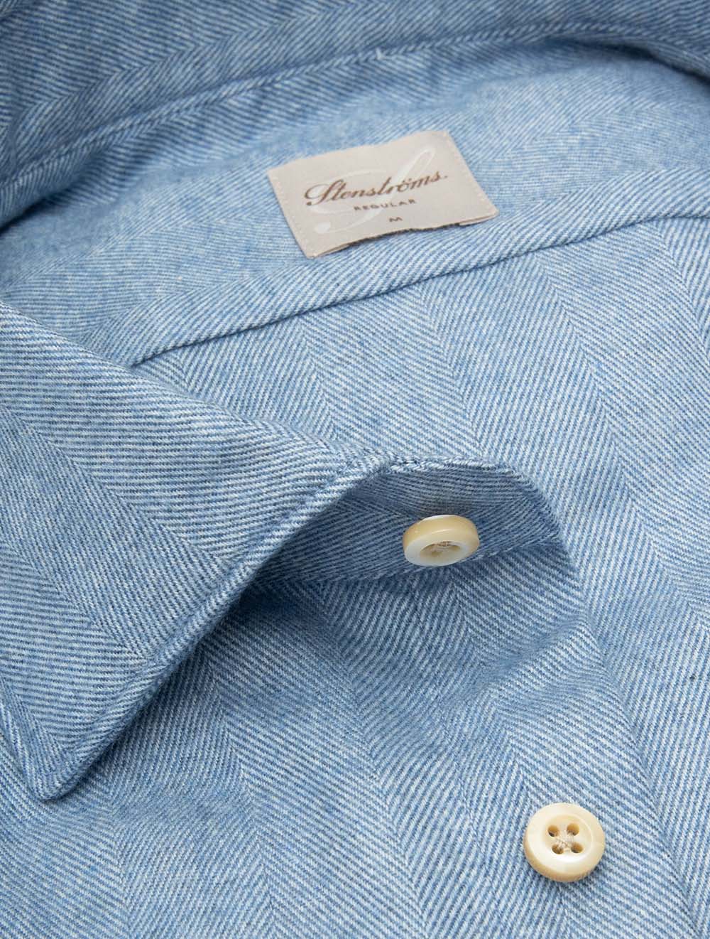 Regular Herringbone Shirt Blue - Image 3