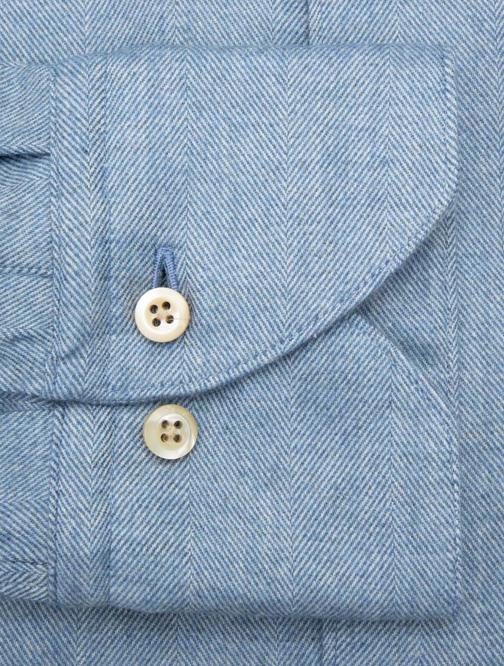 Regular Herringbone Shirt Blue - Image 4