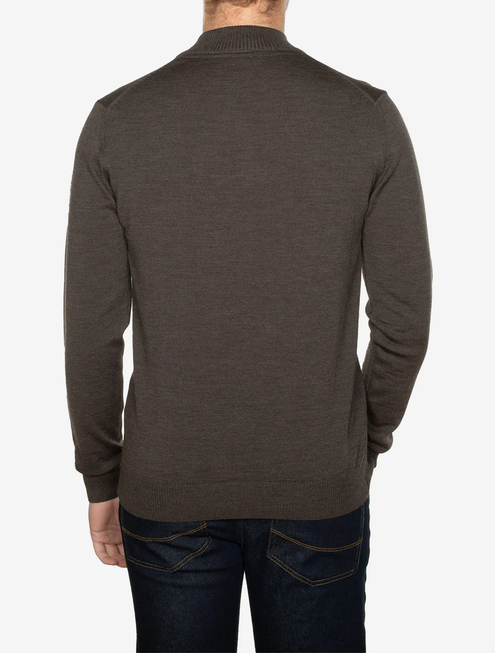 Knitted Half Zip Merino Wool Brown - Image 3