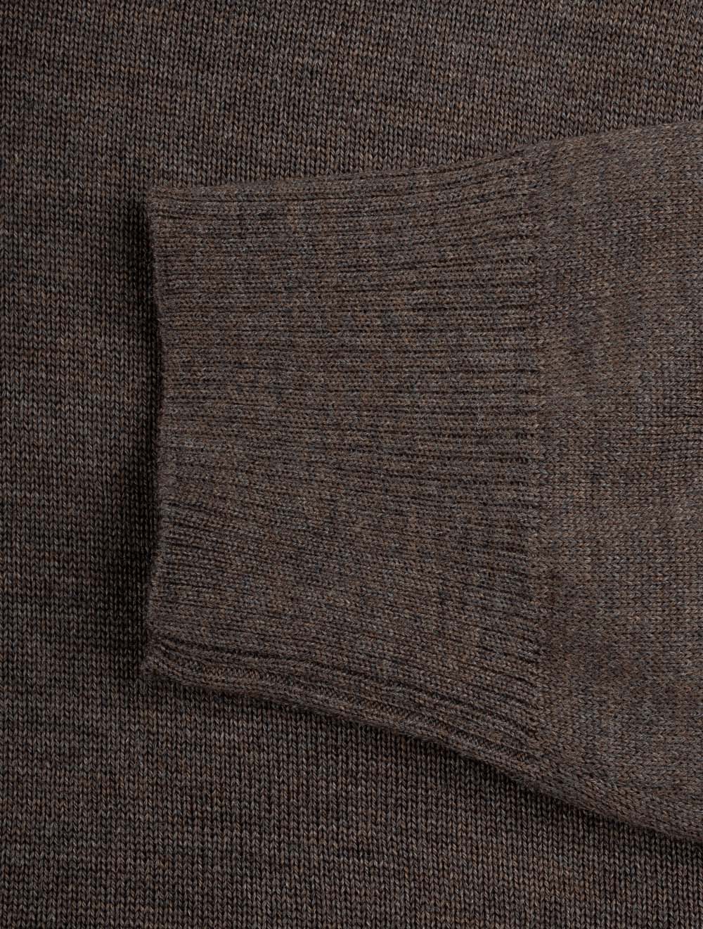 Knitted Half Zip Merino Wool Brown - Image 6