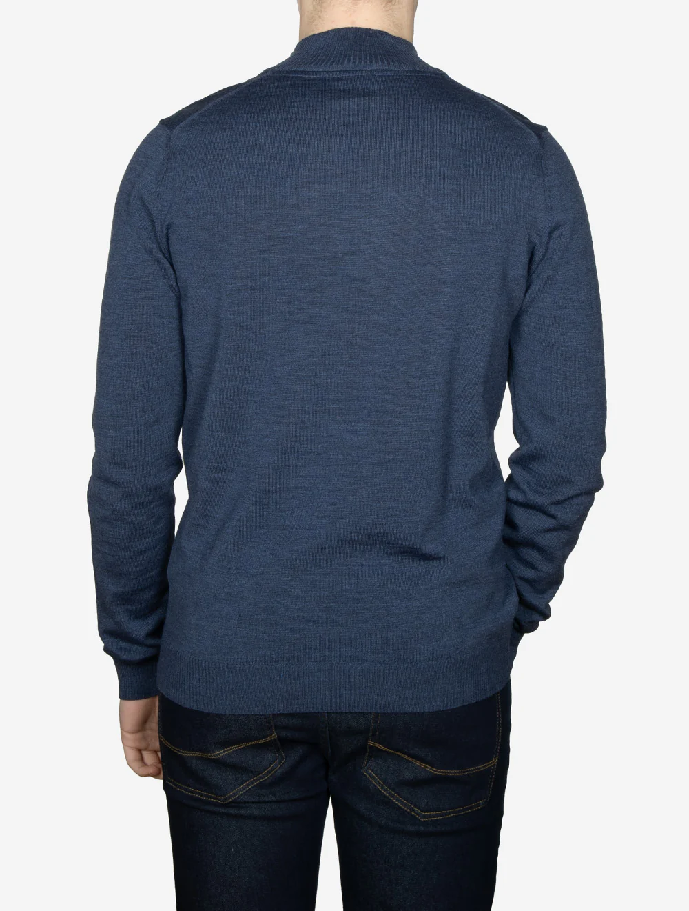 Merino Wool Half Zip Jumper Blue - Image 3