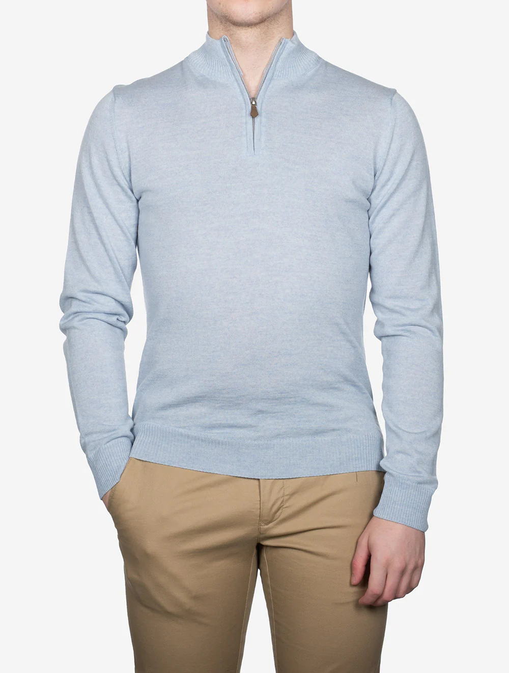 Merino Wool Half Zip Jumper Blue - Image 2