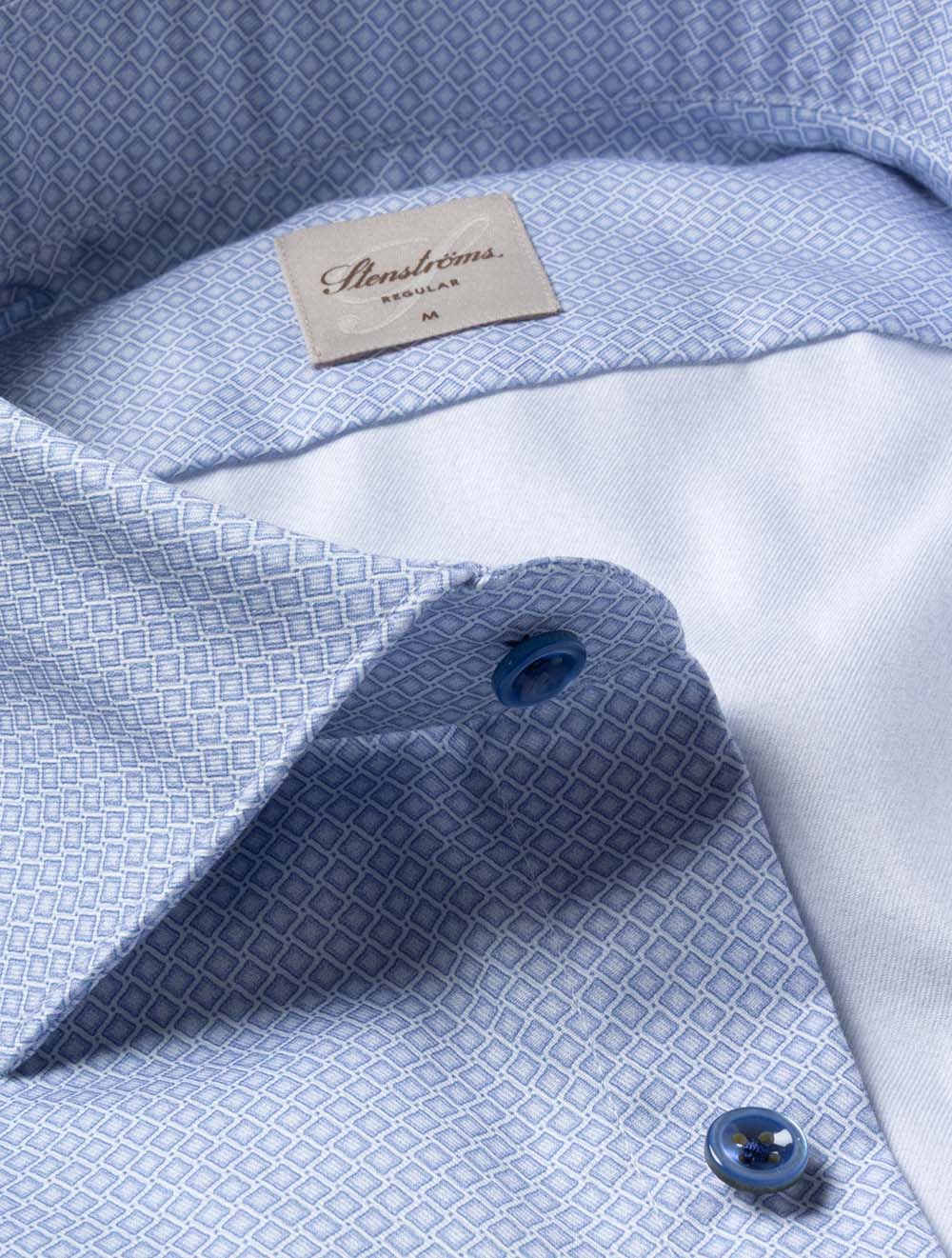 Regular Diamond Pattern Shirt Blue - Image 3
