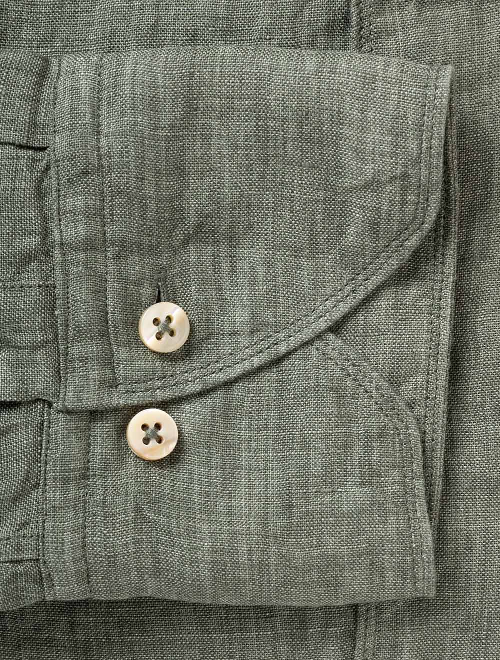 Regular Linen Shirt Green - Image 4