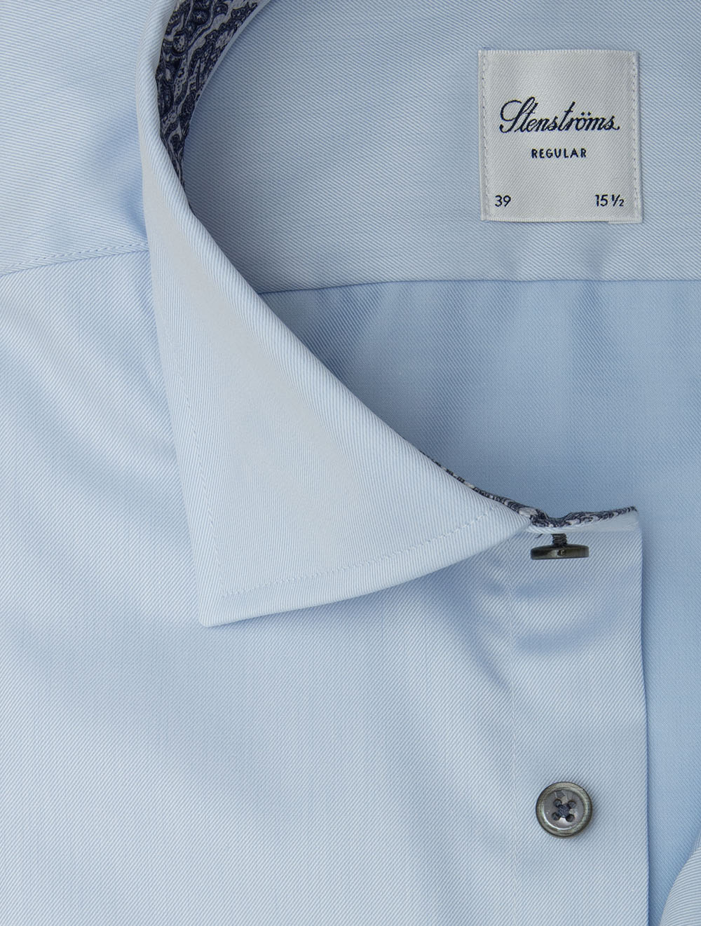 Regular Plain Shirt with Paisley Inlay Blue - Image 2