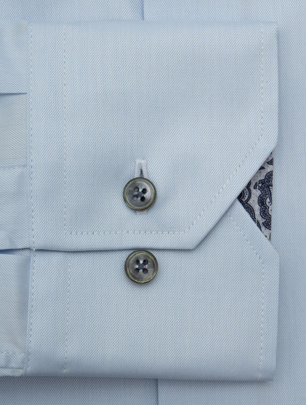 Regular Plain Shirt with Paisley Inlay Blue - Image 4