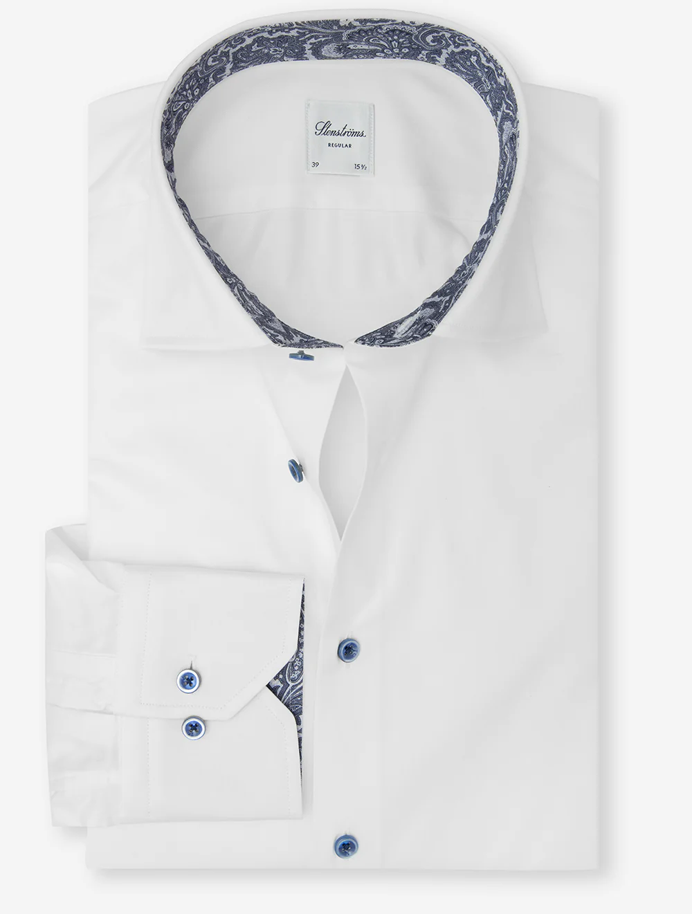 Regular Plain Shirt with Paisley Inlay White