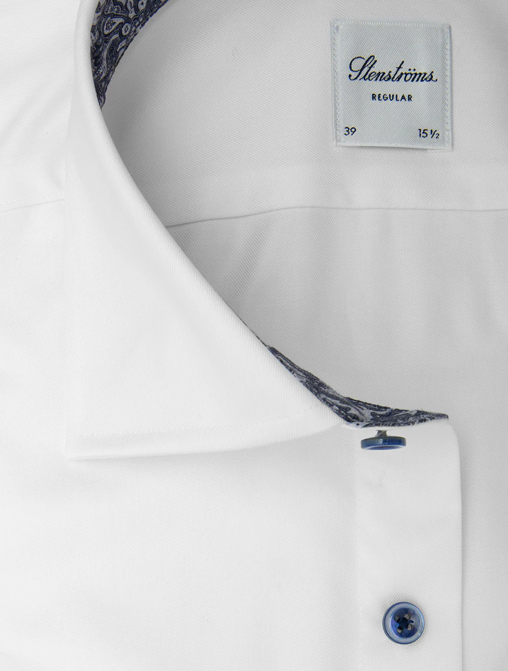 Regular Plain Shirt with Paisley Inlay White - Image 2