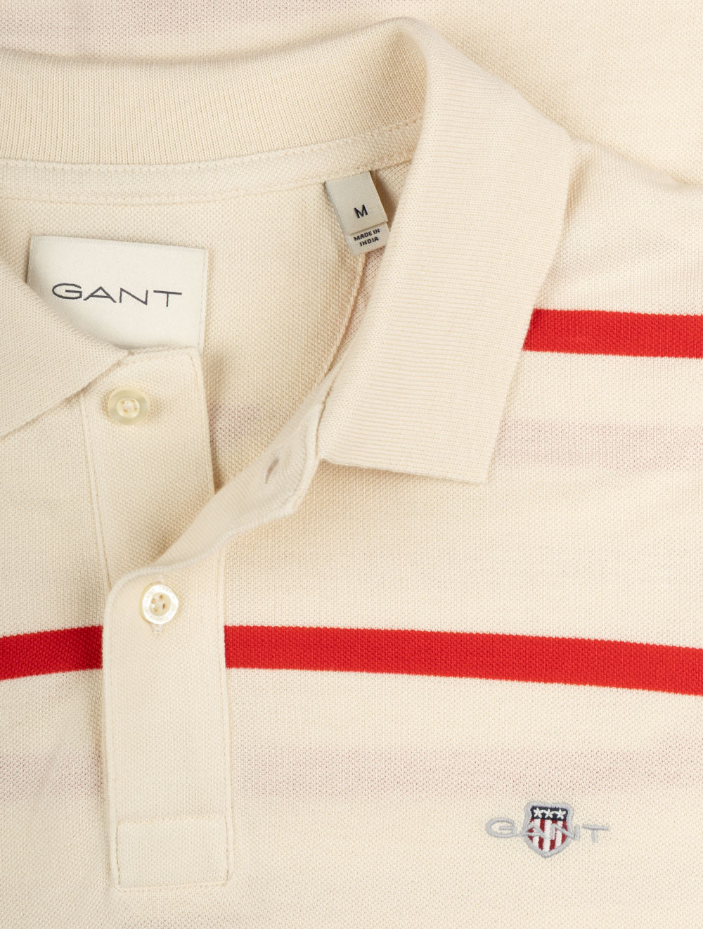 Striped Short Sleeve Polo Shirt Creamed White - Image 4
