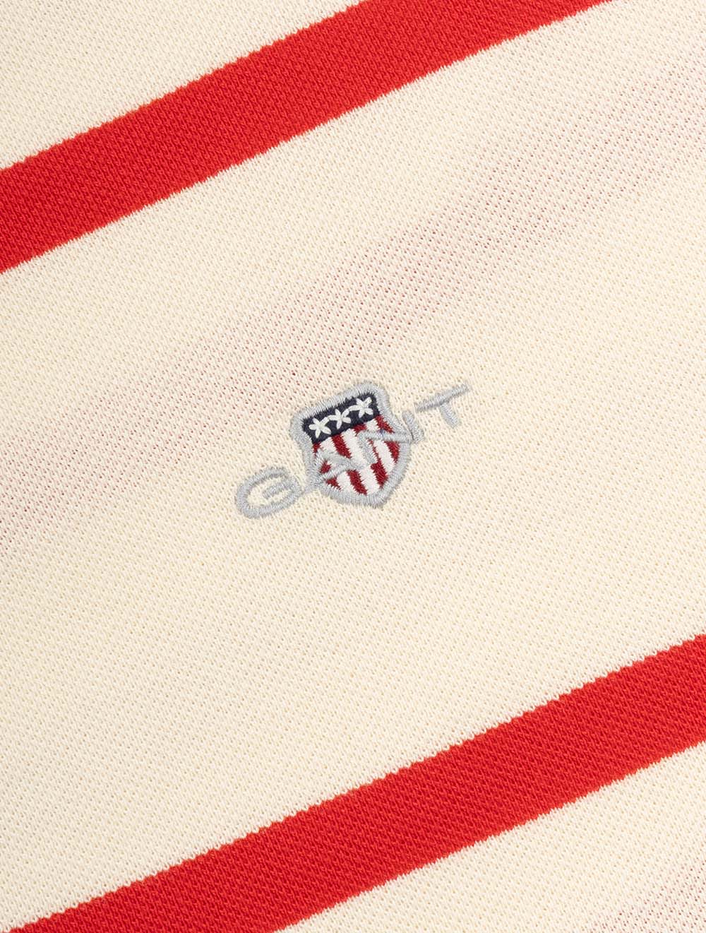 Striped Short Sleeve Polo Shirt Creamed White - Image 5