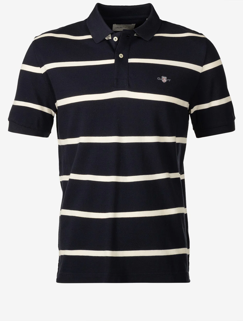 Striped Short Sleeve Polo Shirt Evening Blue