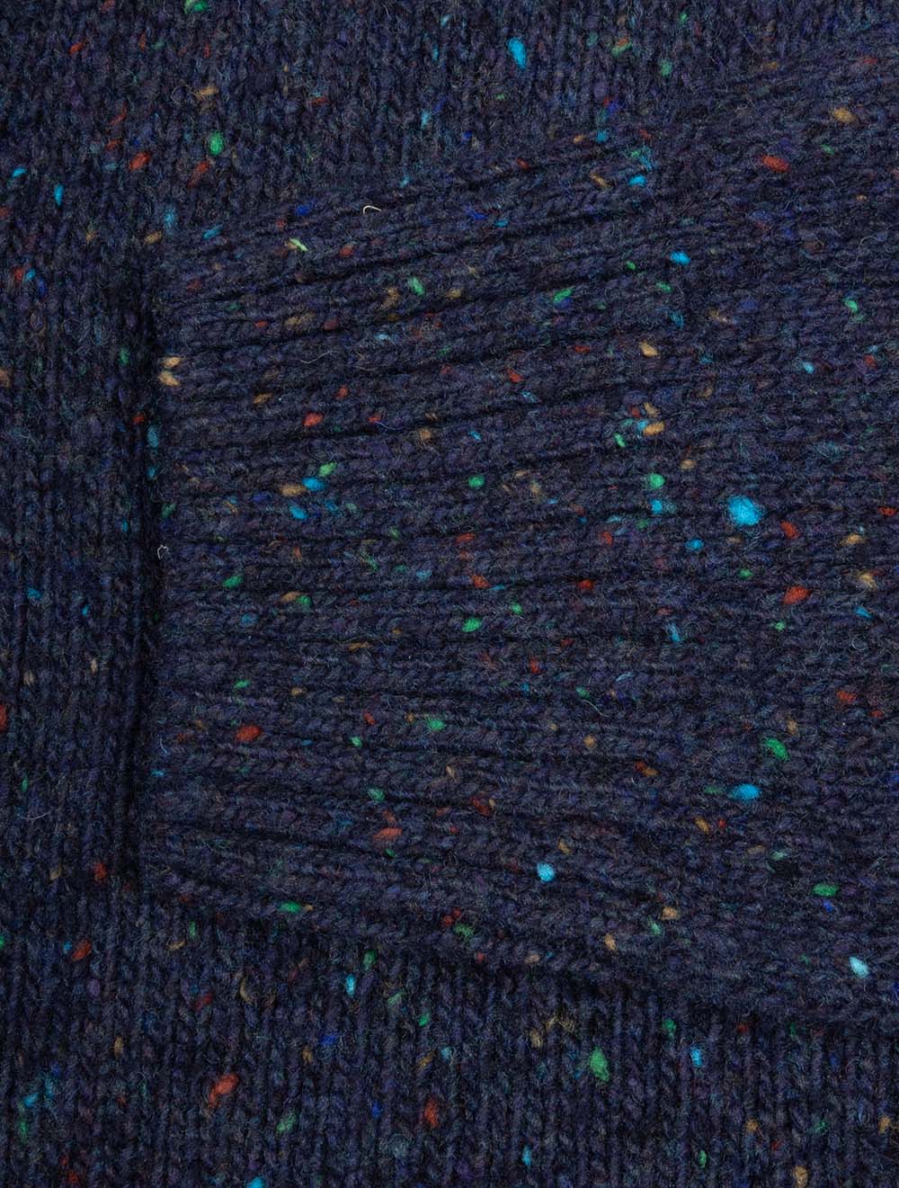 Wool Blend Neps Half Buttoned Sweater Evening Blue - Image 7