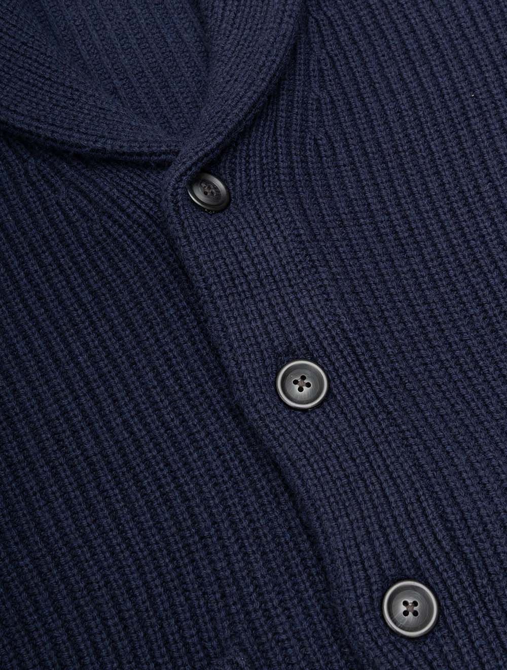 Wool Blend Shawl Collar Cardigan Evening Blue - Image 5