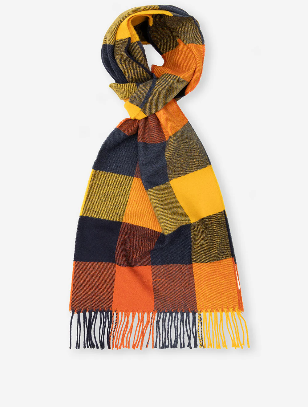 Wool Multi Checked Scarf Deep Orange