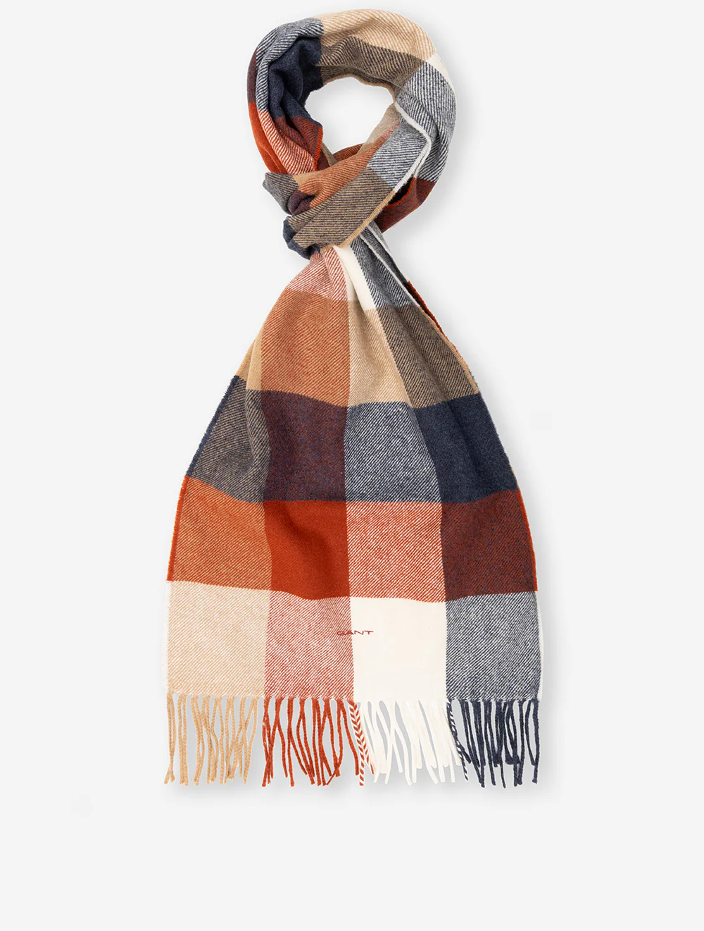 Wool Multi Checked Scarf Modern Rust